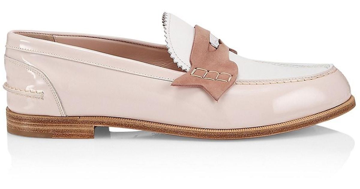 Christian Louboutin Penny Donna Patent Leather Penny Loafers in Pink Lyst