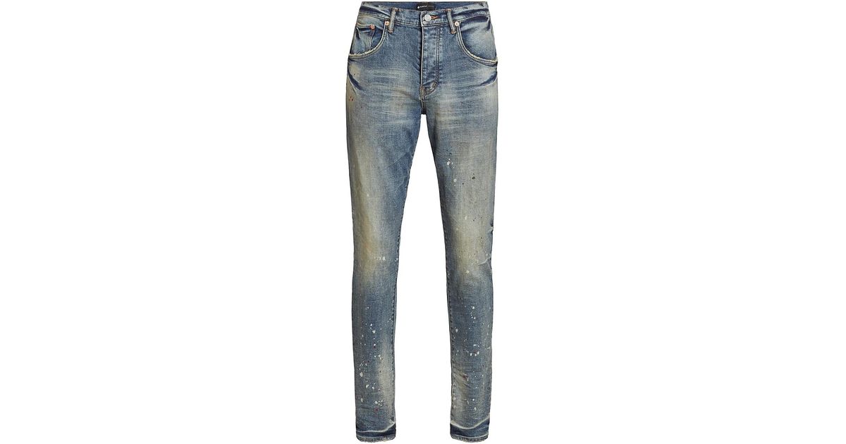 Purple Brand Denim P002 Ripped Drop Fit Slim Jeans in Vintage Spotted ...