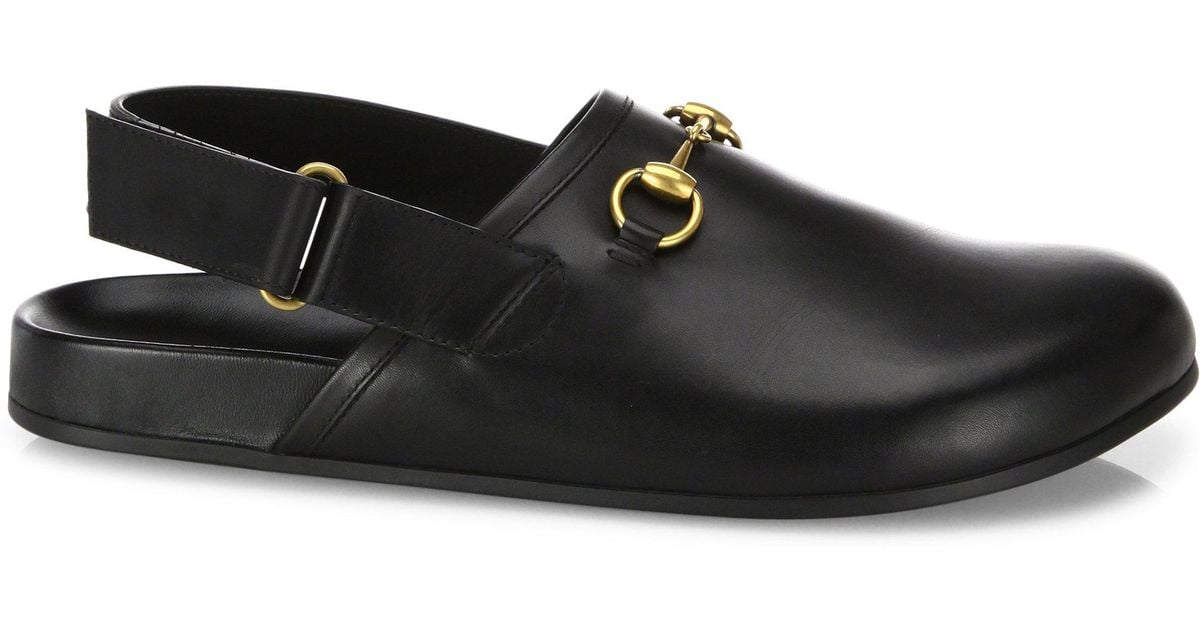 gucci river leather clogs