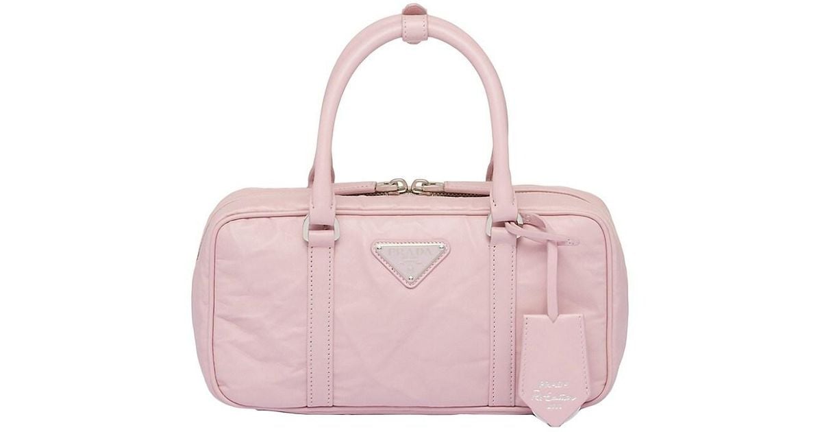 Prada Small Antique Nappa Leather Top Handle Bag in Pink Lyst