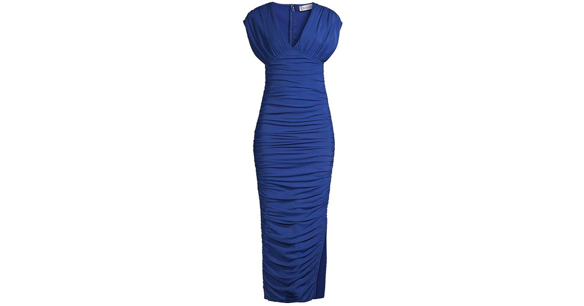 Elliatt Lori Ruched Jersey Midi-dress in Blue | Lyst