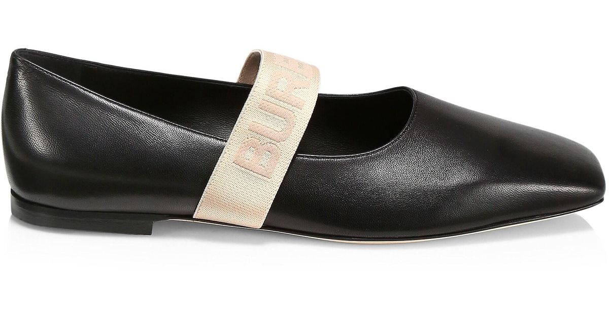 Burberry Leather Ballet Flats in Black - Save 19% - Lyst