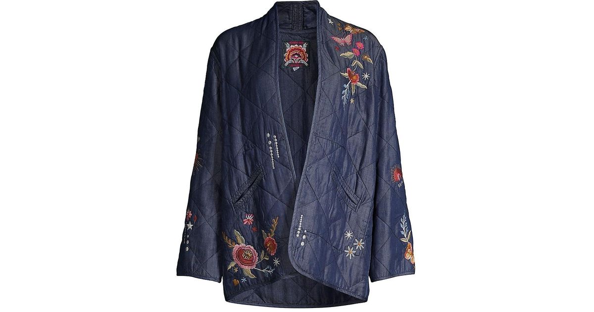 Johnny Was Quilted Denim Jacket in Denim Blue (Blue) | Lyst