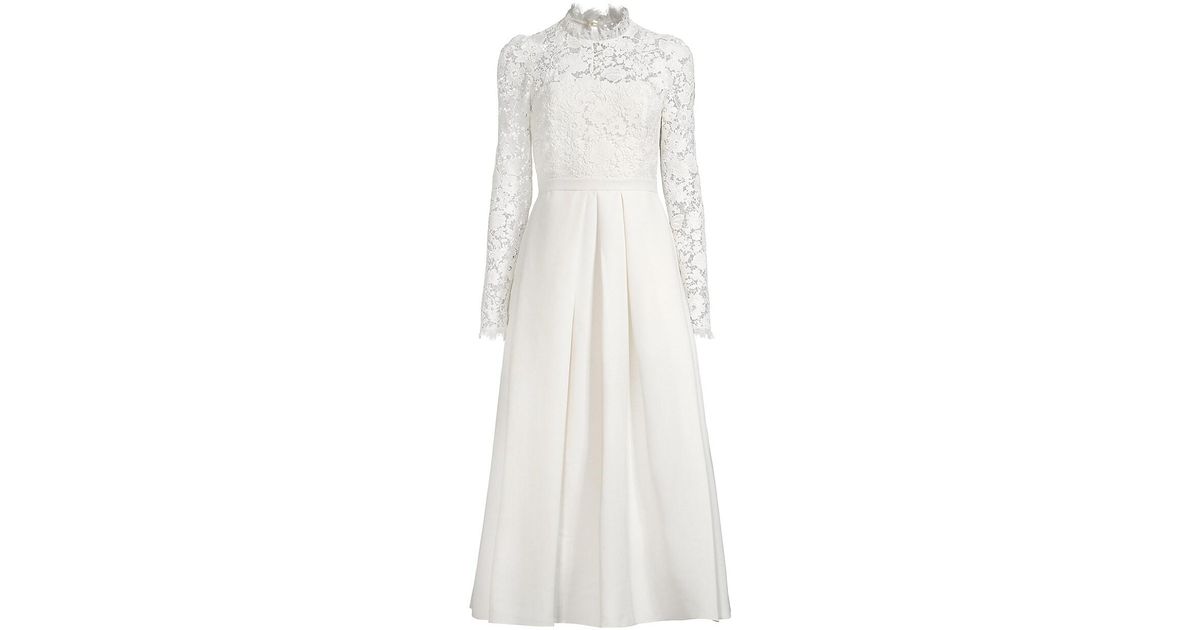 Sachin & Babi Cecelia Lace Long-sleeve Midi-dress in White | Lyst