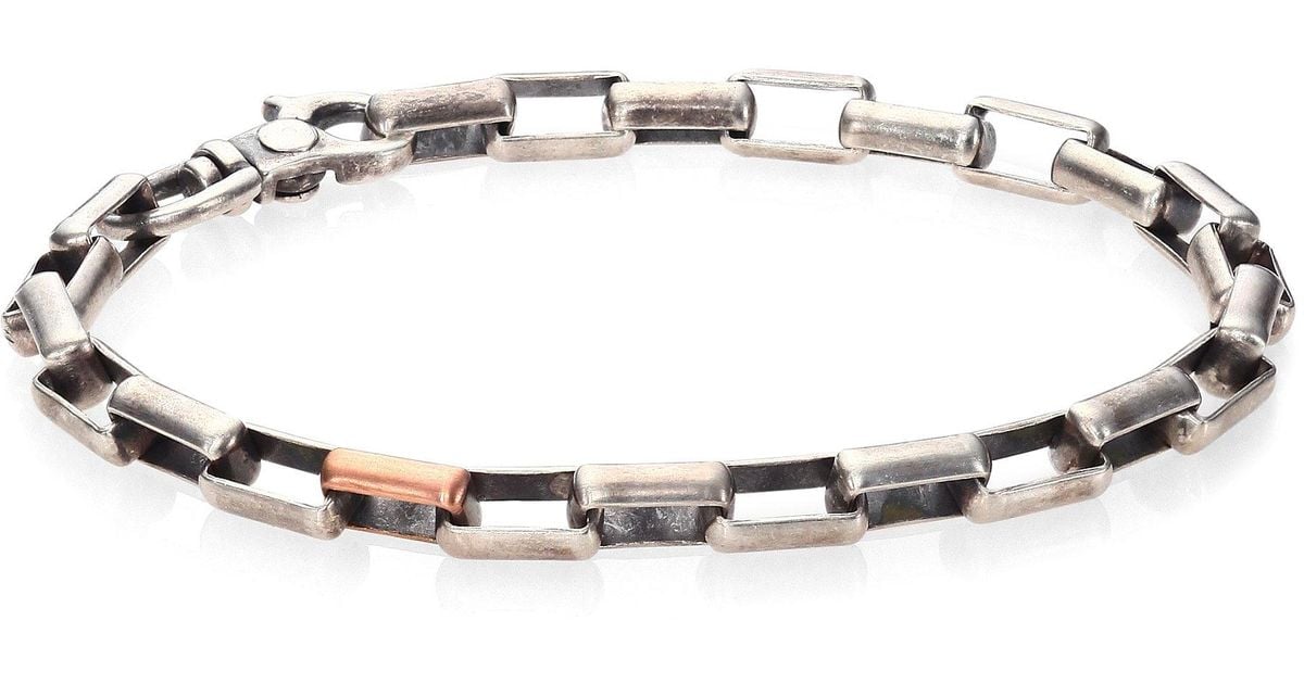 Lyst Le Of Work Gridlocks Sterling Silver And Rosegold Large Lyst Le Of Work Gridlocks Sterling Silver And Rosegold Large Box Chain Bracelet In Metallic For Men