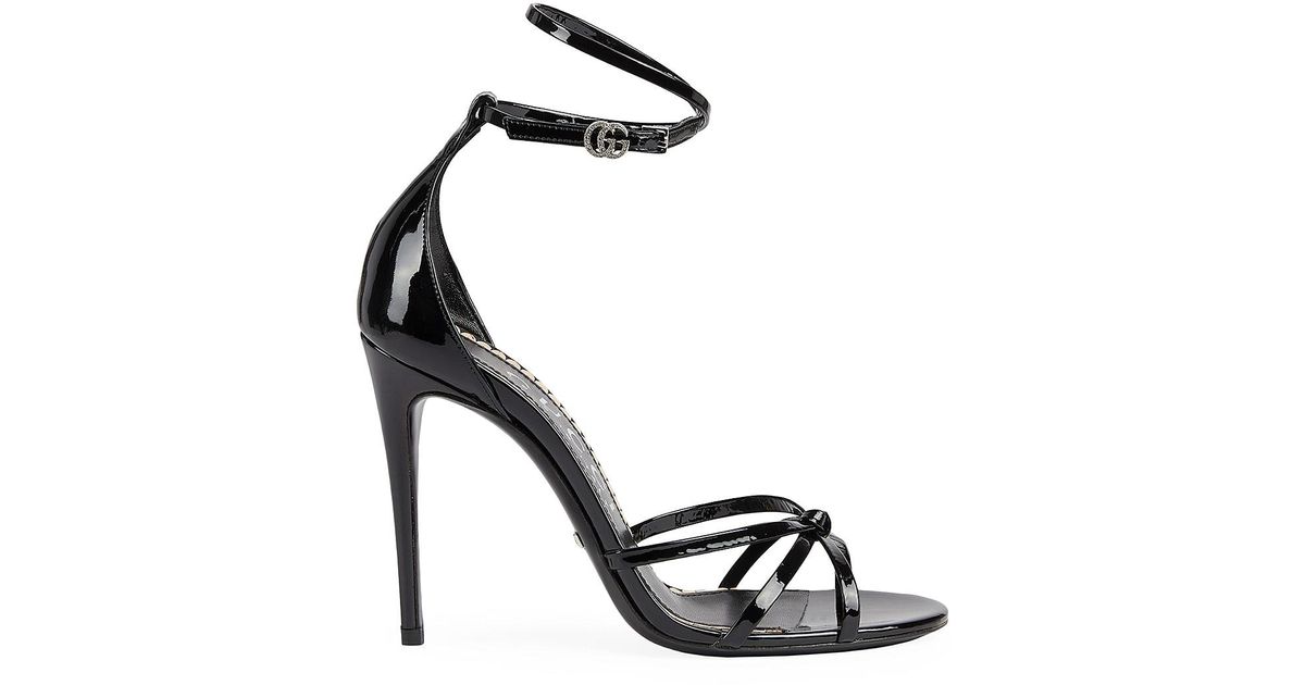Gucci Ilse Patent Leather Stiletto Sandals in White | Lyst