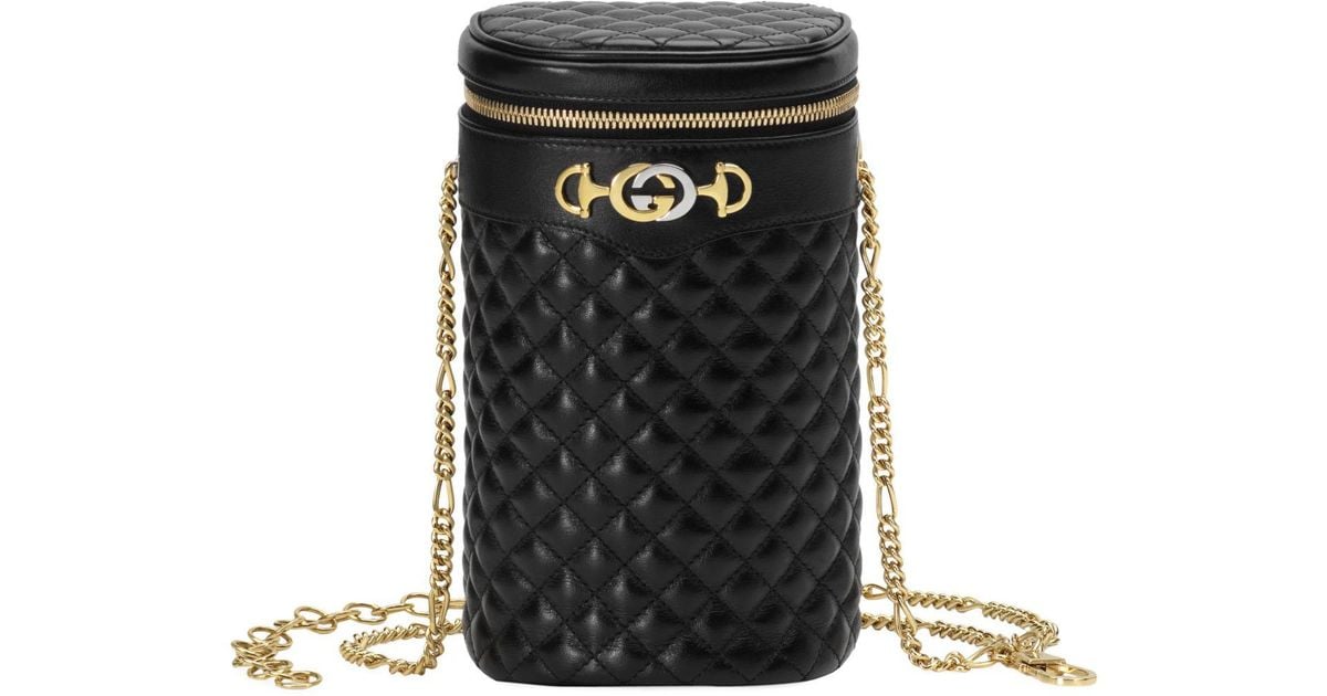 Gucci Trapuntta Leather Cylindrical Chain Belt Bag in Black - Lyst