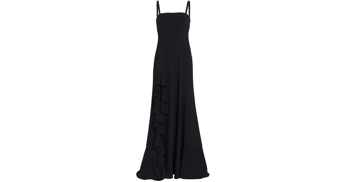 Cinq À Sept Synthetic Dilan Ruffle-trim Gown in Black | Lyst