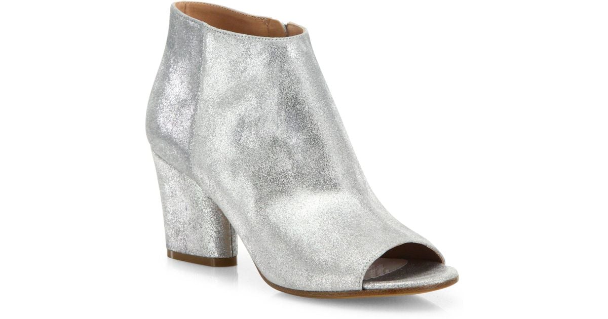 silver peep toe booties