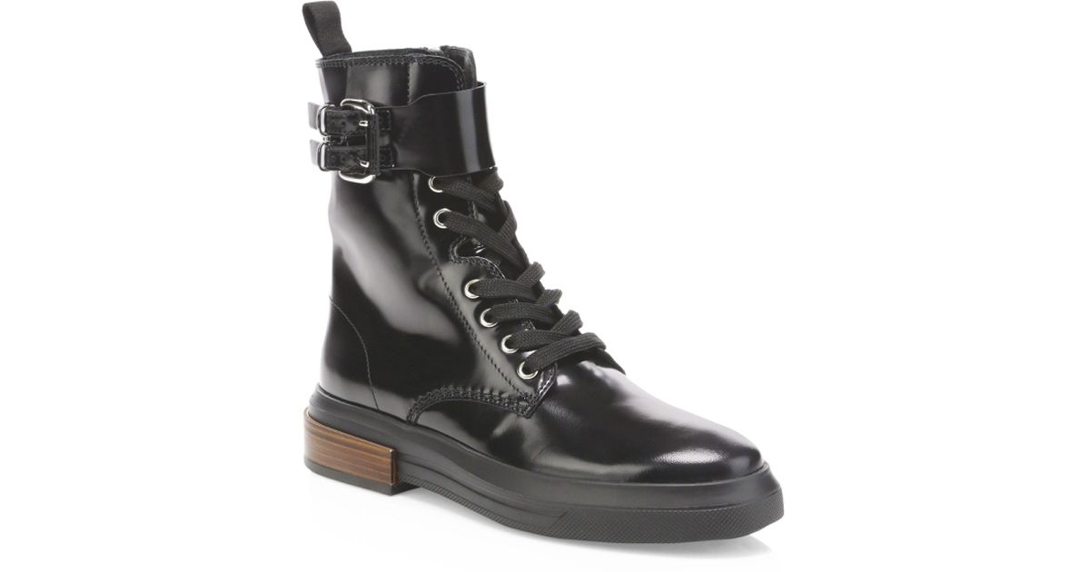 Tod's Gomma Buckle Leather Combat Boot 