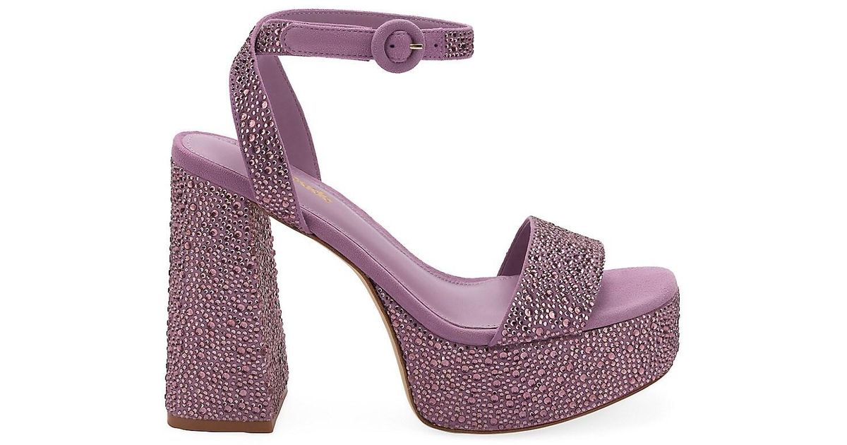 Larroude Suede Dolly Crystal-embellished Platform Ankle-strap Sandals ...