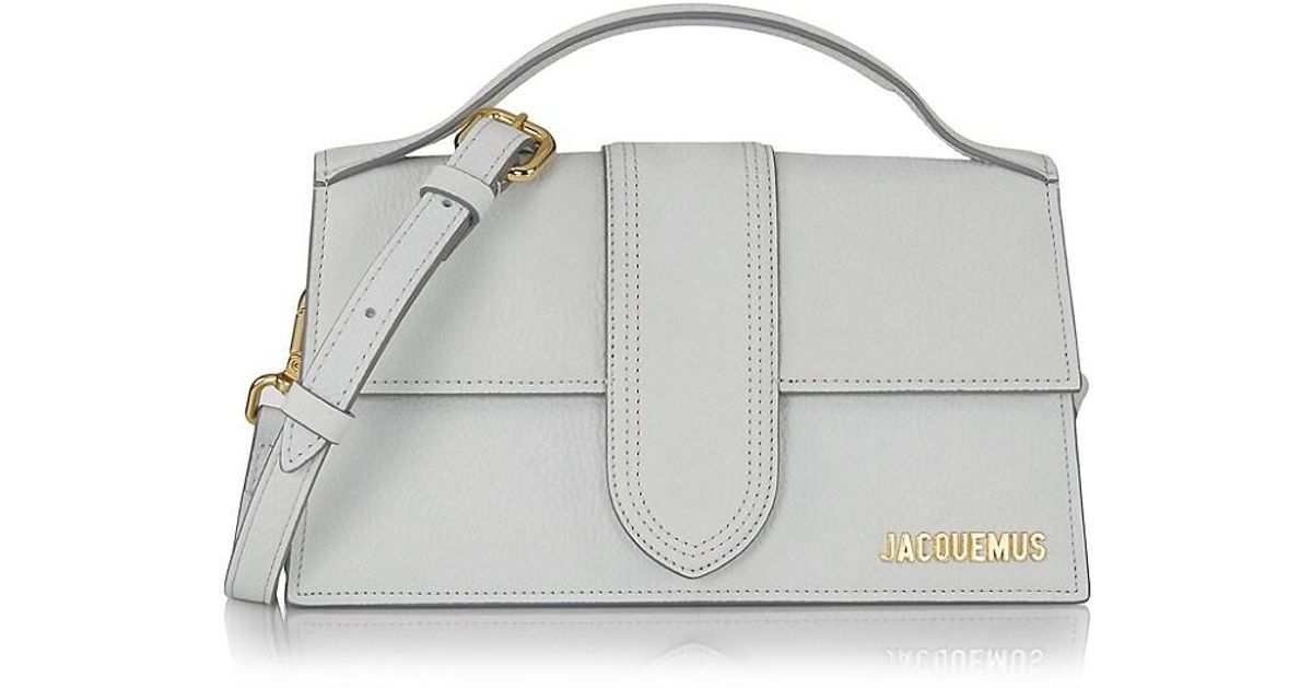 Jacquemus Le Grand Bambino Leather Top Handle Bag in Light Grey (Gray