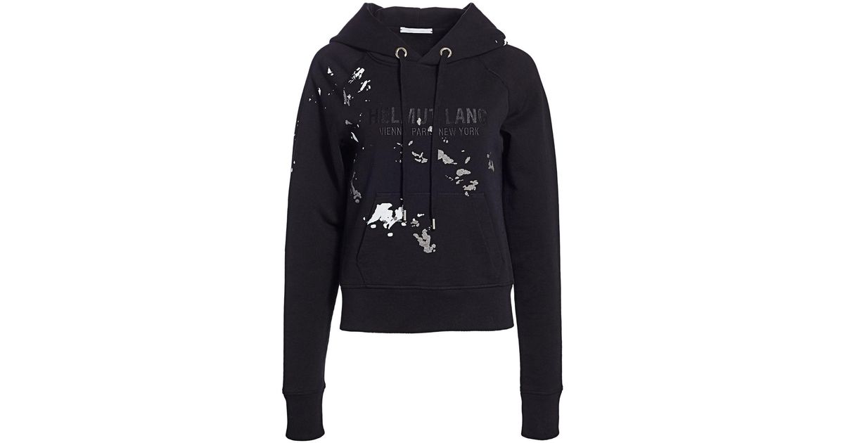 Helmut Lang Paint Splatter Hoodie in Black | Lyst