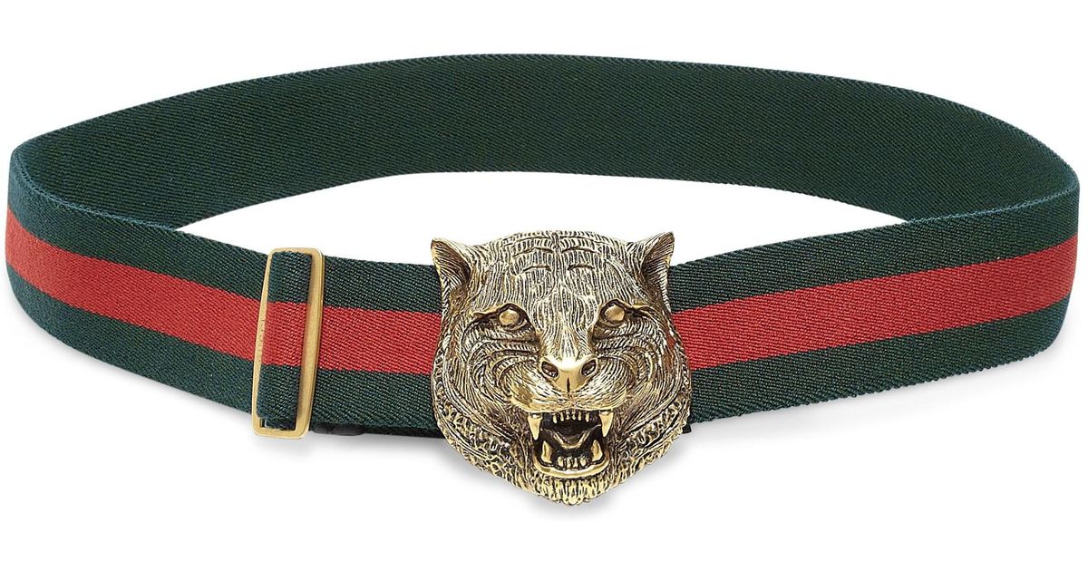 Gucci Cotton Tiger-buckle Web Belt - Lyst