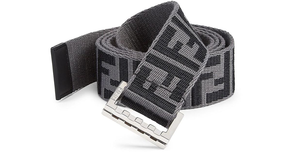 Fendi Synthetic Ff Web Belt in Grey 