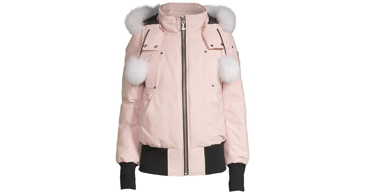 Moose Knuckles Cotton Shearling Debbie Bomber in Rose Smoke (Pink) Lyst