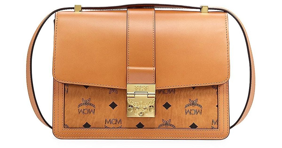 MCM Leather Medium Tracy Visetos Shoulder Bag in Cognac (Brown) Lyst