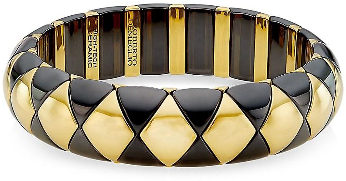 ’ROBERTO DEMEGLIO Diva Ceramic & 18k Yellow Gold Stretch Bracelet | Lyst