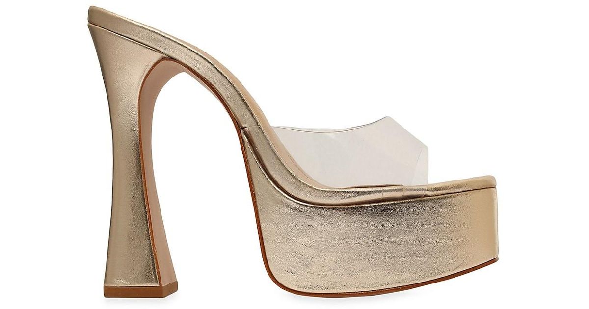 Schutz Haila Metallic Leather Platform Sandals | Lyst