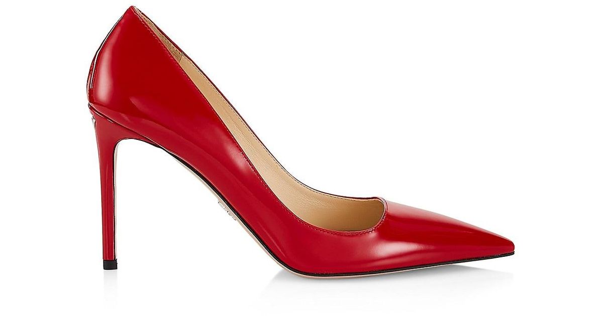Prada 95mm Patent Leather Pumps in Red | Lyst