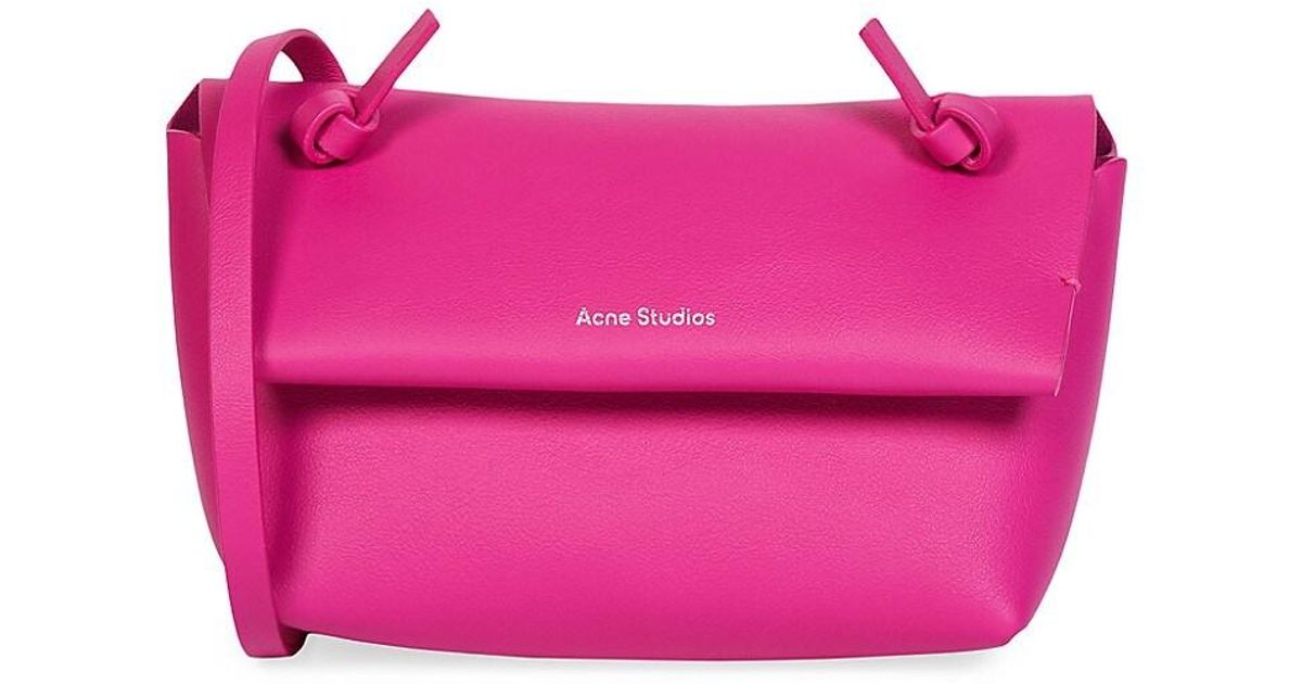 Acne Studios Mini Alexandria Leather Crossbody Bag in Fuchsia Pink ...