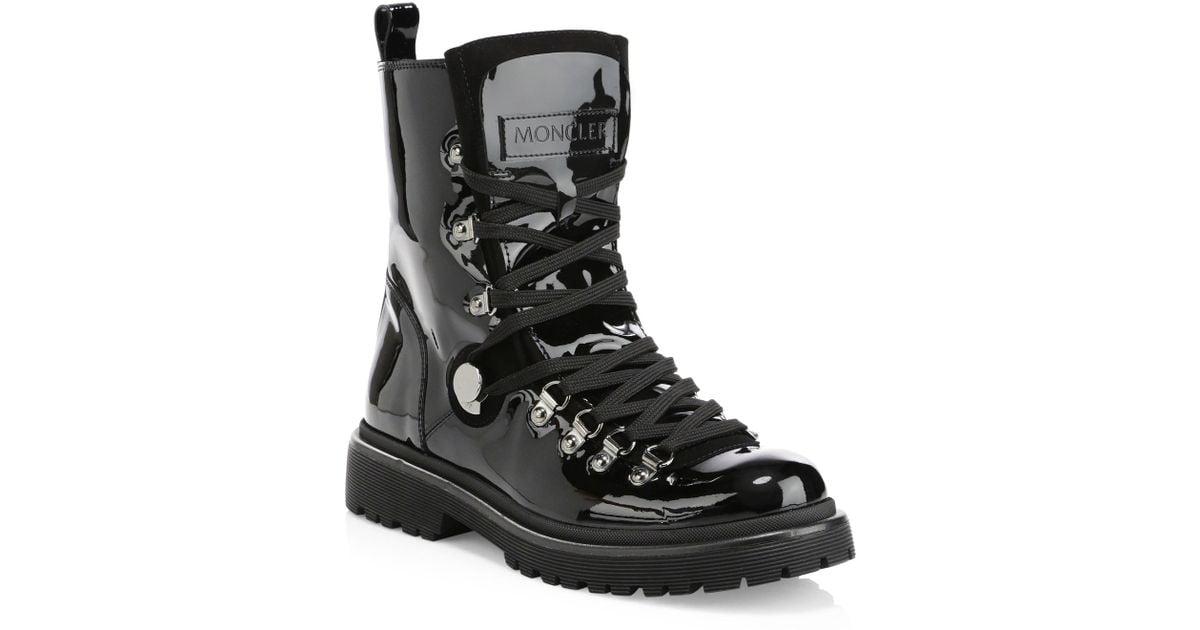 Moncler Patent Leather Combats Boots in 