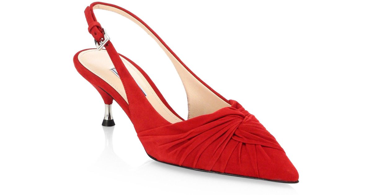 red suede slingbacks