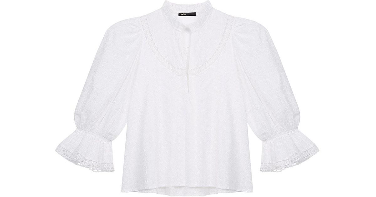 Maje Lace Limoges Embroidered Blouse in White - Lyst