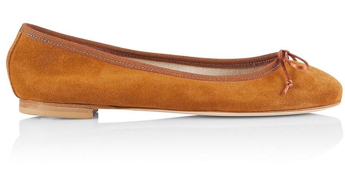 Saks Fifth Avenue Collection Suede Ballet Flats in Brown Lyst