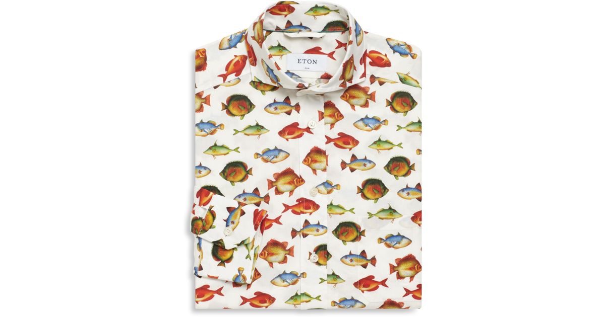 Fish print dress shirt Clearance