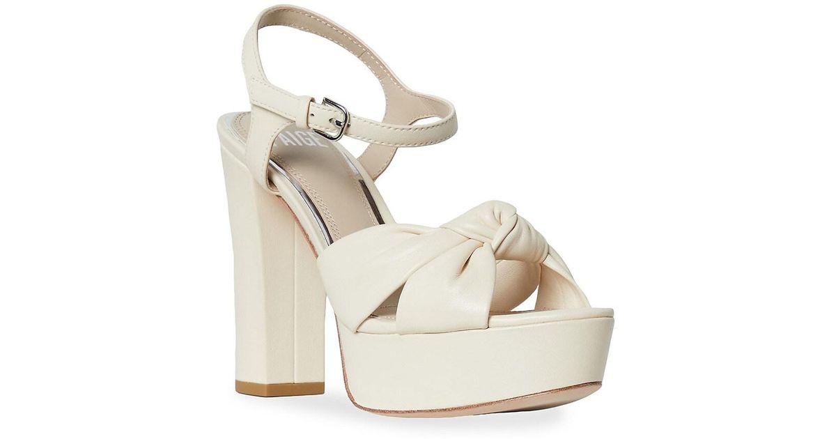 PAIGE Colbie Ankle Strap Leather Platform Sandals in Bone (White) | Lyst