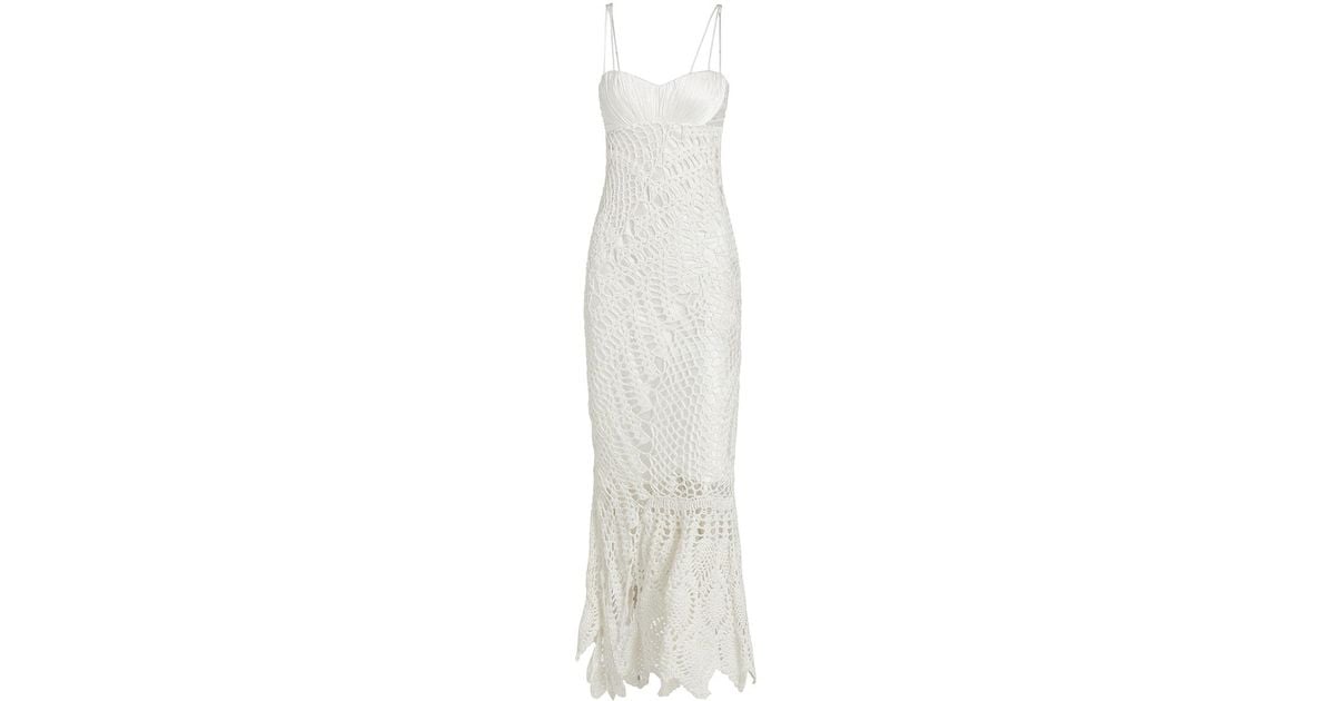 Alejandra Alonso Rojas Bustier Crochet Maxi Dress in White | Lyst