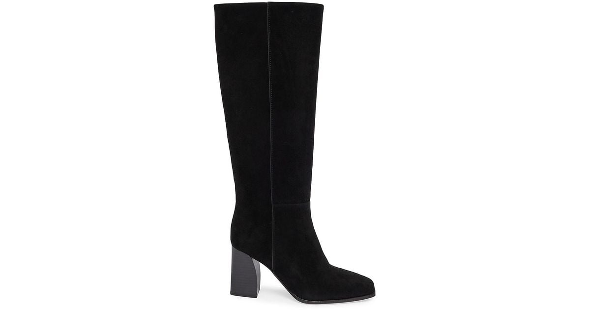 PAIGE Faye Suede Tall Boots in Black | Lyst