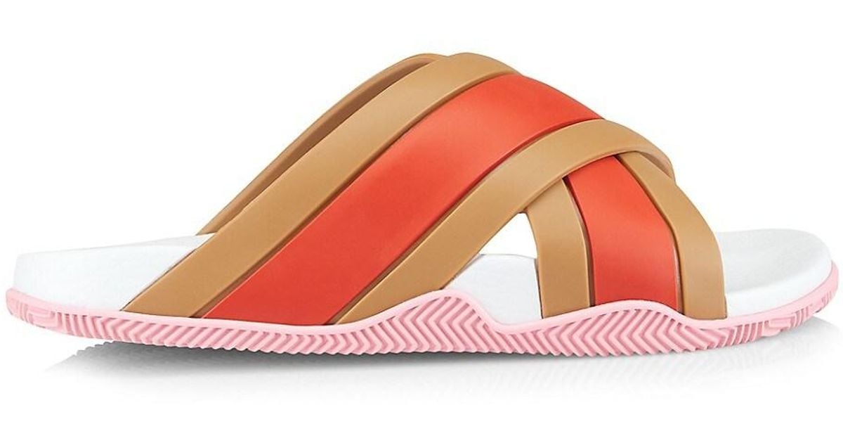 Gucci Rubber Agrado Crossstrap Slide Sandals in Beige (Natural) Lyst