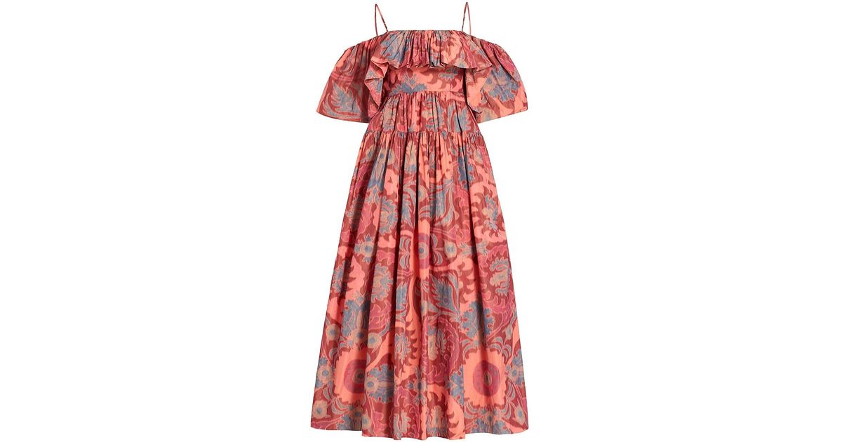 Ulla Johnson Izra Off-the-shoulder Gown in Red | Lyst