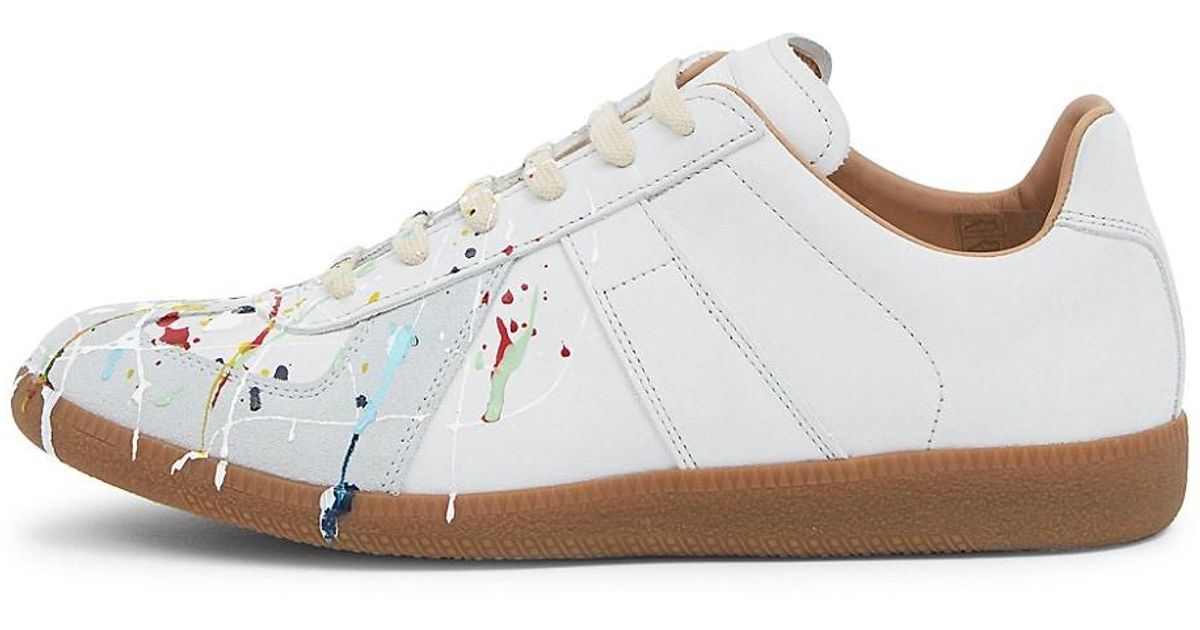Maison Margiela Replica Painter Leather Sneakers in White for Men - Lyst