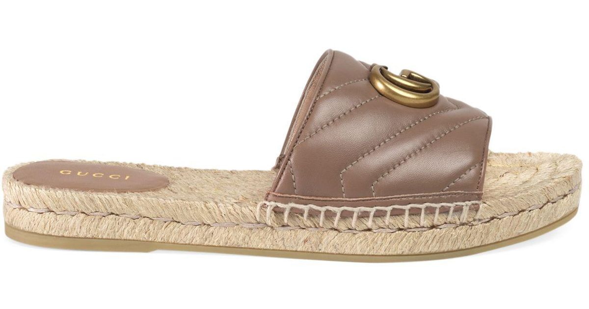 Gucci Pilar Flatform Leather Sandals in Brown - Lyst