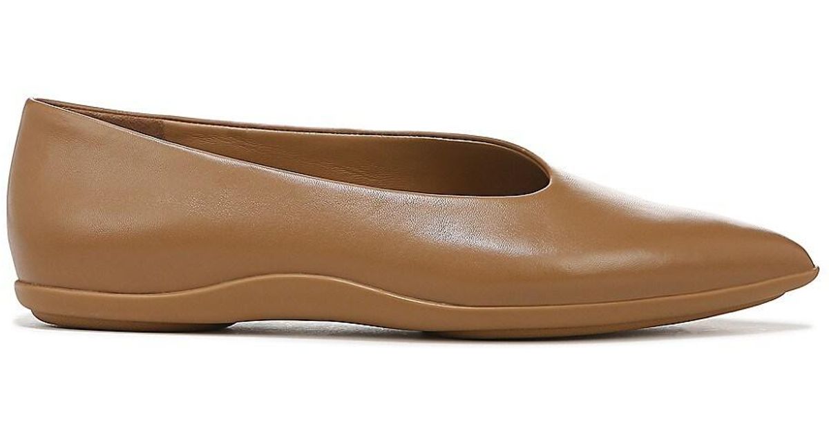 Vince Lex Leather Pointed-toe Flats in Tan (Natural) | Lyst
