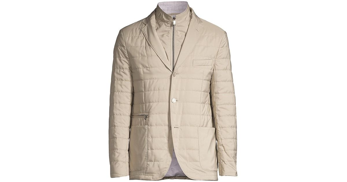 Corneliani Id Milestone Quilted Jacket in Natural for Men Lyst