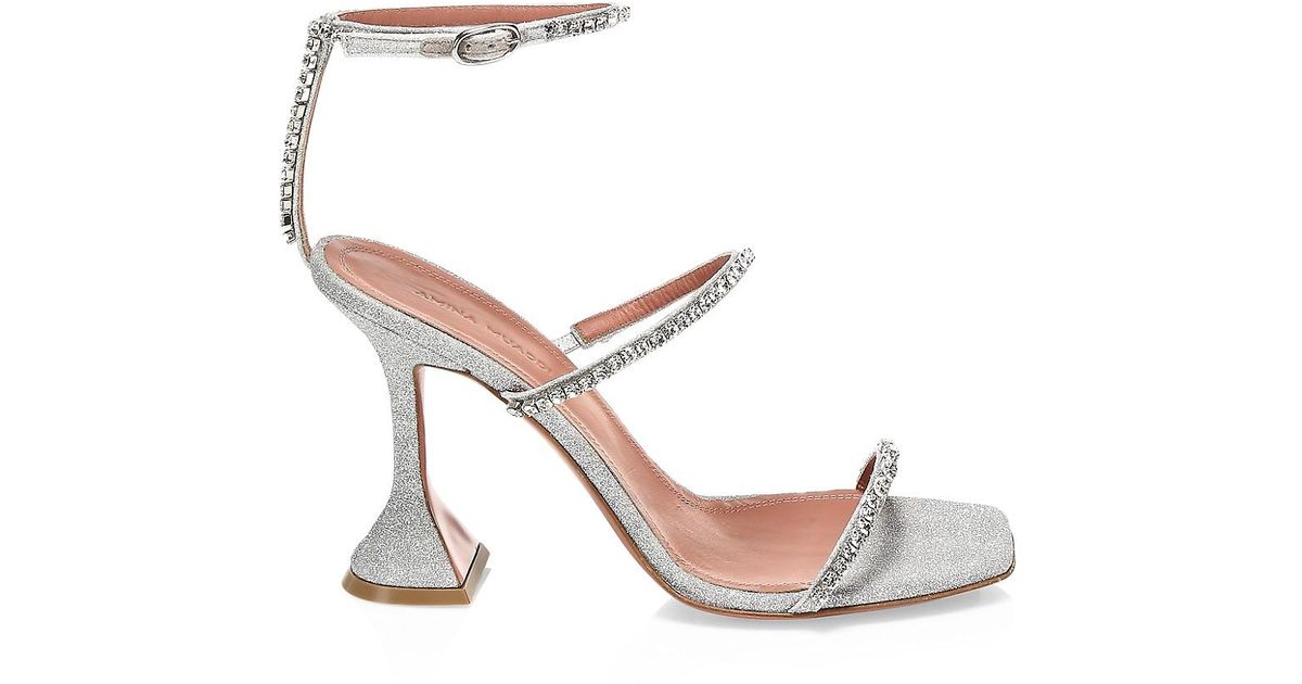 AMINA MUADDI Rubber Gilda Glitter Crystal Sandals in Silver (Metallic ...