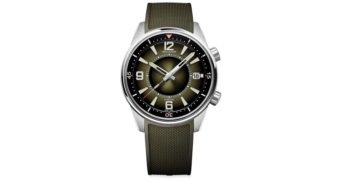 Jaegerlecoultre Polaris Stainless Steel & Rubber Strap Watch in Black