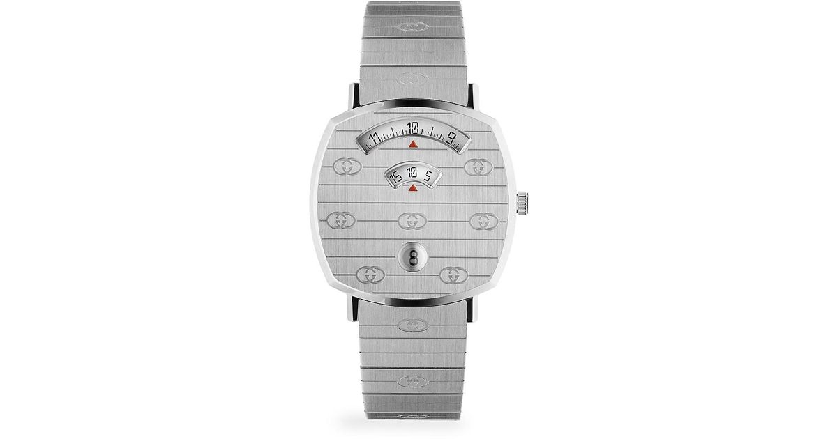 Gucci Grip Gg Stainless Steel Bracelet Watch in Silver (Metallic) for ...