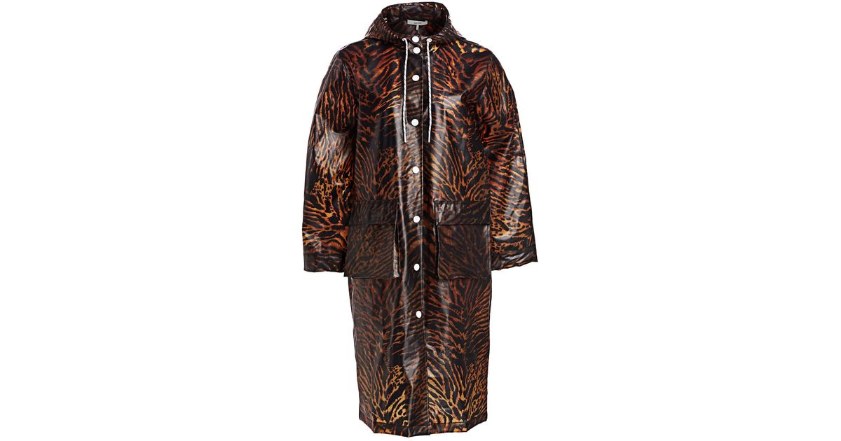 ganni leopard print raincoat