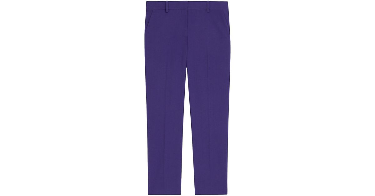 Theory Treeca Cropped Wool Pants in Blue | Lyst