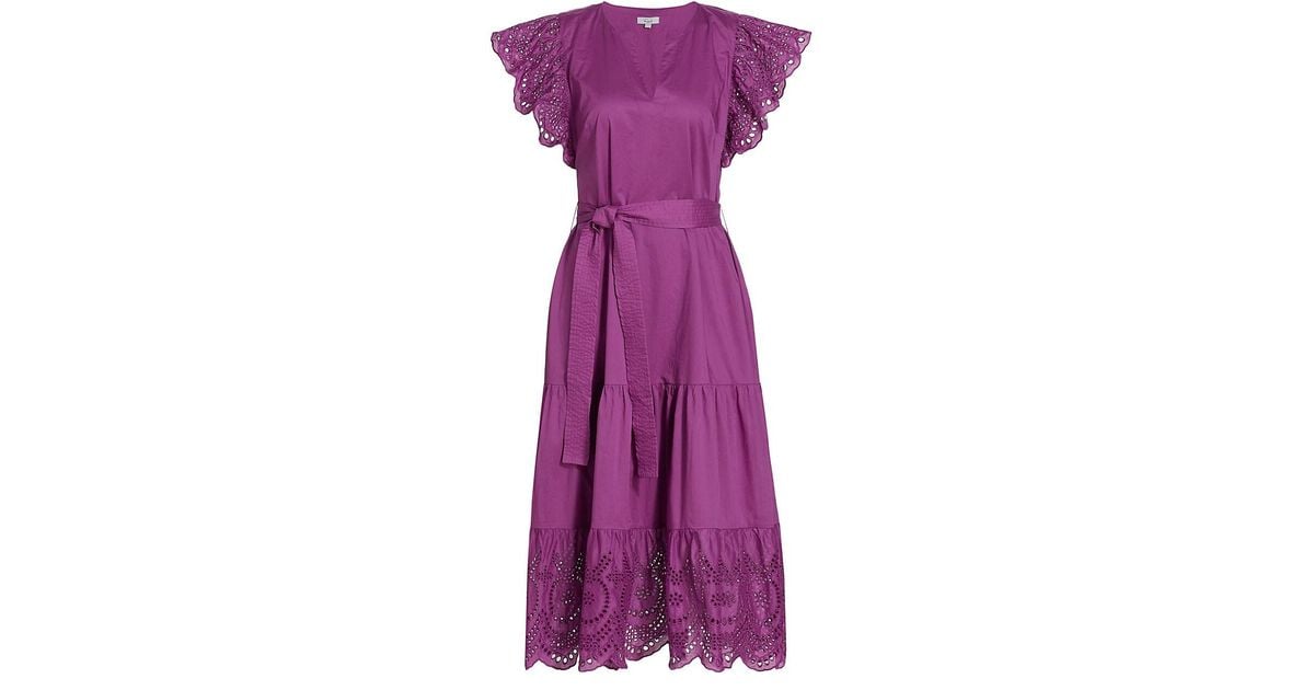 Rails Gia Belted Eyelet Midi-dress in Purple | Lyst