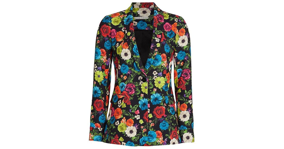 Alice + Olivia Synthetic Macey Floral Blazer | Lyst