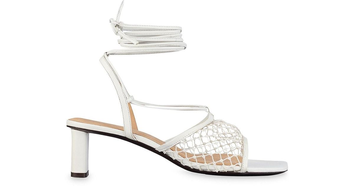 FRAME Le Adelaide 65mm Leather Strappy Sandals in White | Lyst