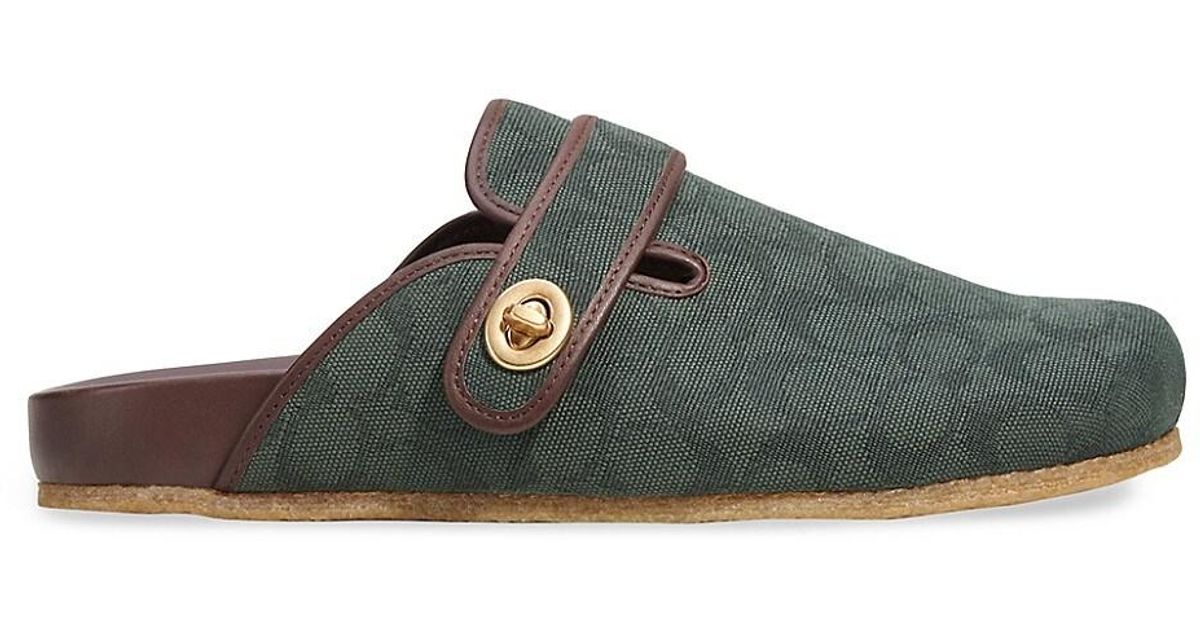 COACH Monogram Jacquard Clogs in Green for Men | Lyst