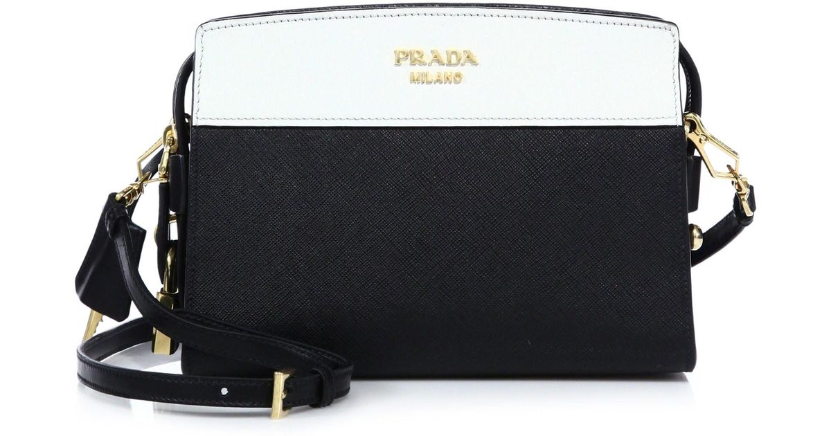 Prada Esplanade Leather Shoulder Bag in White (Black) - Lyst