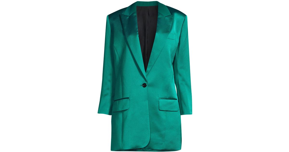 satin green blazer